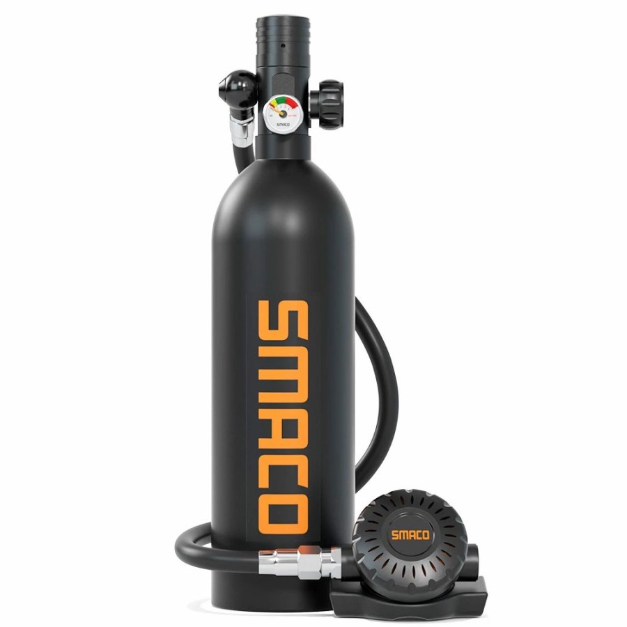 Exercise * | Smaco S400 Plus 1L Mini Scuba Diving Tank For 15-20 Minutes Using Time Lightweight And Portable Diving Set Black