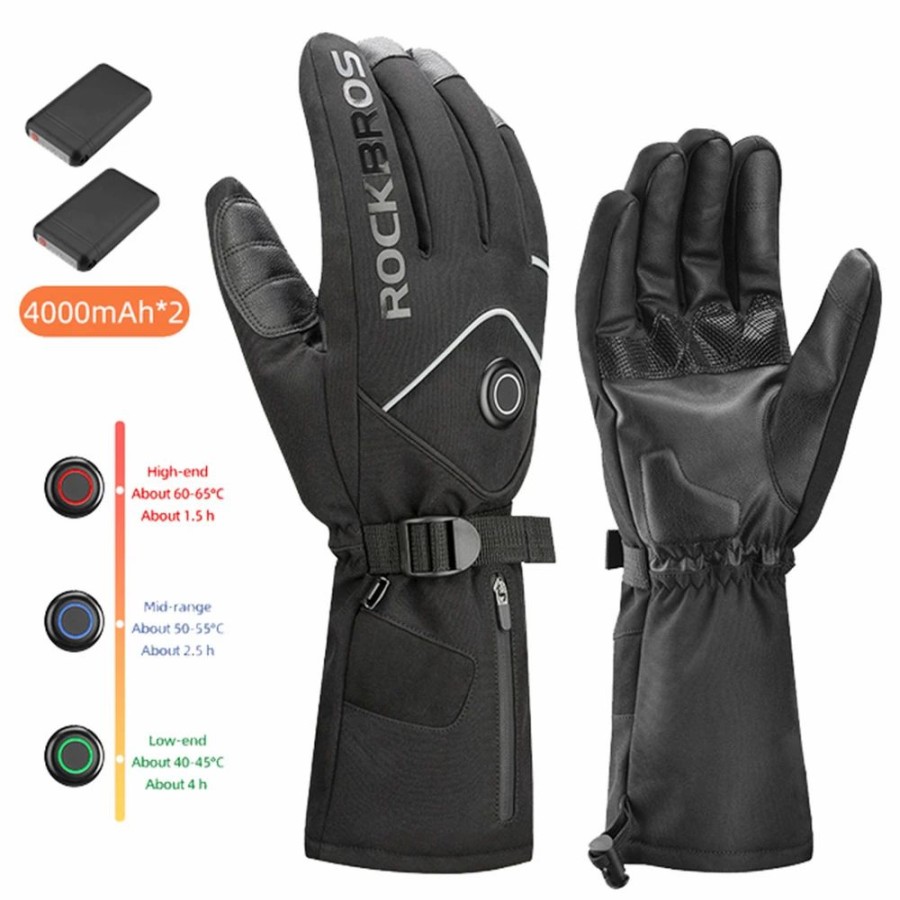 Cycling * | Rockbros S278 Heating Gloves For Cycling, Touchscreen Motorcycle Bicycle Breathable Waterproof Gloves L