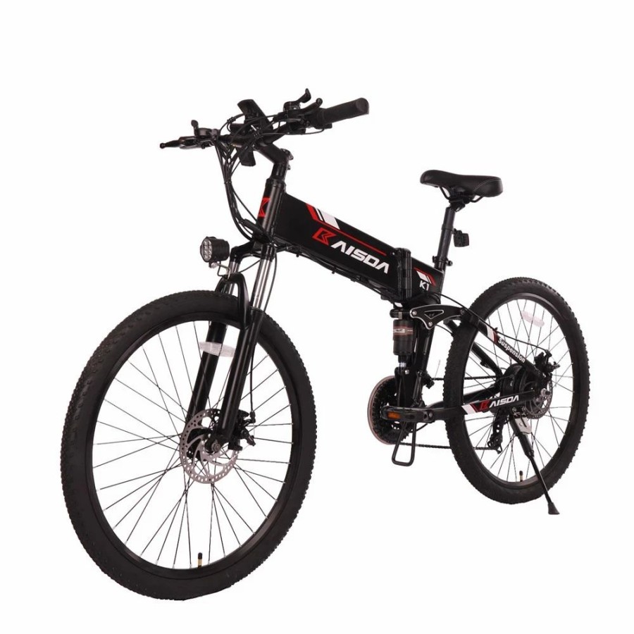 E-Bikes, Scooters & Wheels * | Kaisda K1 26 Inch Folding Electric Moped Folding Bike Mountain Bicycle 500W Motor Shimano 7-Speeds Derailleur Lcd Display 10.4Ah Battery Max Speed 25Km/H Aluminum Alloy Frame Black