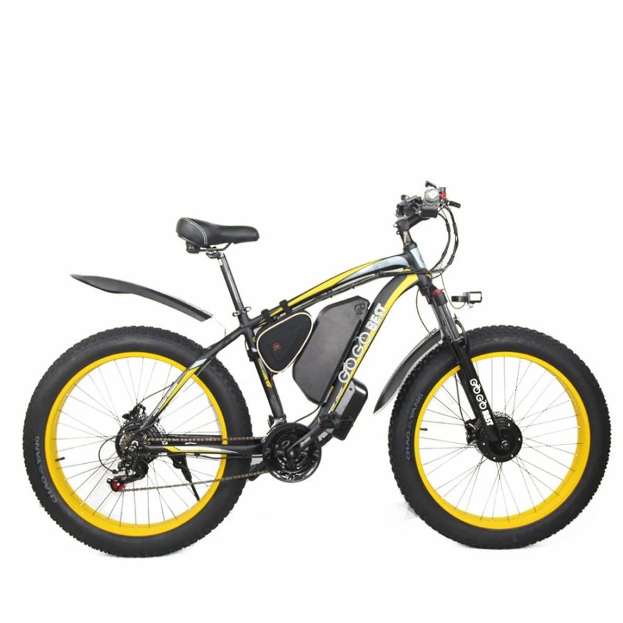 E-Bikes, Scooters & Wheels * | Gogobest Gf700 26*4.0 Fat Tire Electric Mountain Bike 17.5Ah Battery 500W Dual-Motor 6061 Aluminum Alloy Frame Max Speed 50Km/H 70Km Power-Assisted Range Ip54 Hydraulic Disc Brake Mtb Load 200Kg Black Yellow