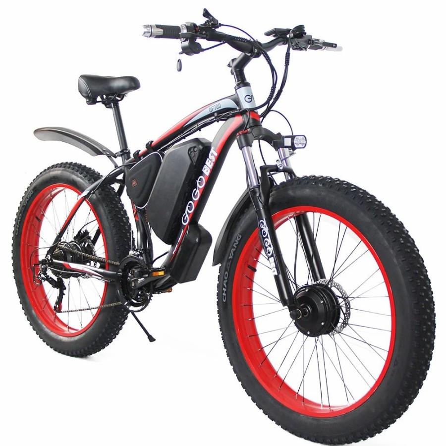 E-Bikes, Scooters & Wheels * | Gogobest Gf700 26*4.0 Inch Fat Tire Electric Mountain Bike 48V 17.5Ah Battery 2*500W Dual Motor Max Speed 50Km/H 70Km Power-Assisted Range Max Load 200Kg Ip54 Waterproof Hydraulic Disc Brake Mtb Bike 6061 Aluminum Alloy Frame Black Red