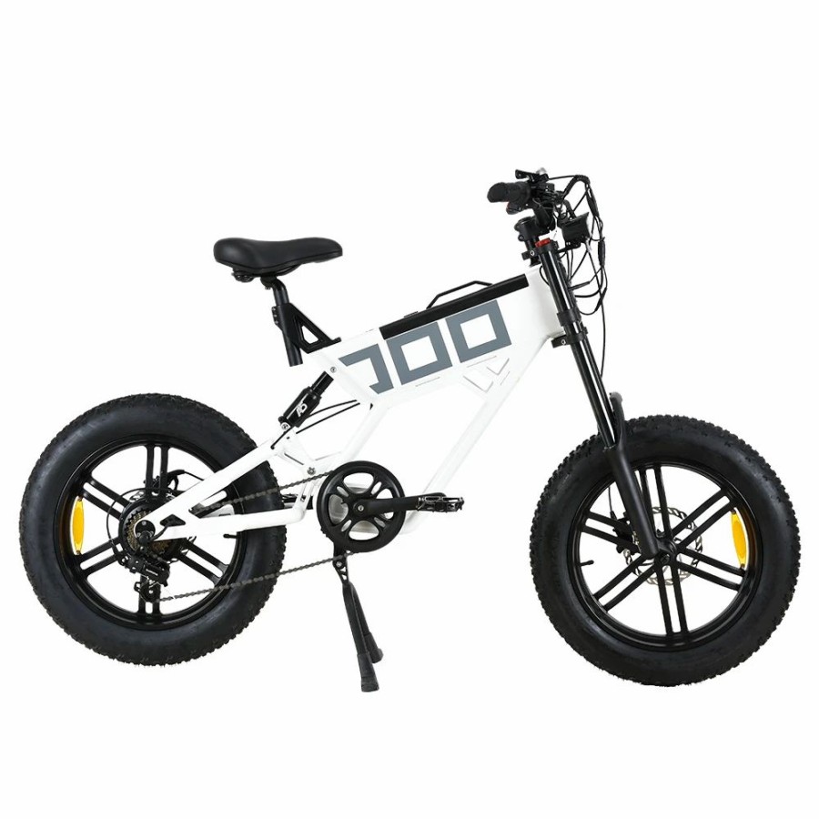 E-Bikes, Scooters & Wheels * | Kugoo T01 Electric Bicycle 48V 500W Motor 13Ah Battery 20*4.0 Inch Fat Tires 38Km/H Max Speed Shimano 7-Speed Gears Hydraulic Brakes 50-65Km Mileage 150Kg Load Electric Mountain Bike White