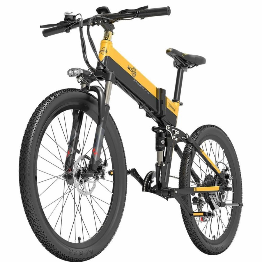 E-Bikes, Scooters & Wheels * | Bezior X500 Pro Folding Electric Bike Bicycle 26 Inch Tire 500W Motor Max Speed 30Km/H 48V 10.4Ah Battery Aluminum Alloy Frame Shimano 7-Speed Shift 100Km Power-Assisted Range Lcd Display Ip54 Waterproof Max Load 200Kg Black&Yellow