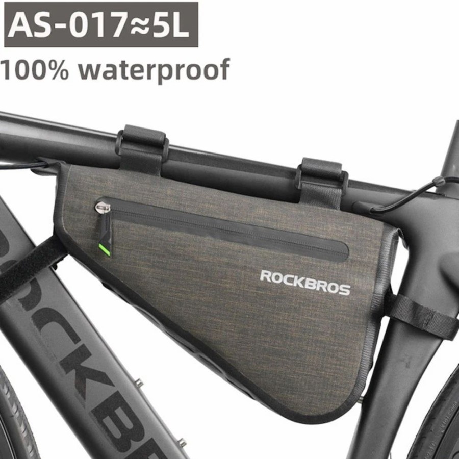 Cycling * | Rockbros As-017 Bicycle Bag Rainproof Mtb Road Frame Bag Triangle Pouch Waterproof Caulking Bag 5L Capacity