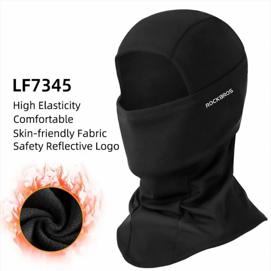 Cycling * | Rockbros Snowboard Face Mask Windproof Warm Outdoor Thermal Fleece Ski Mask Breathable Unisex For Camping, Skiing Black