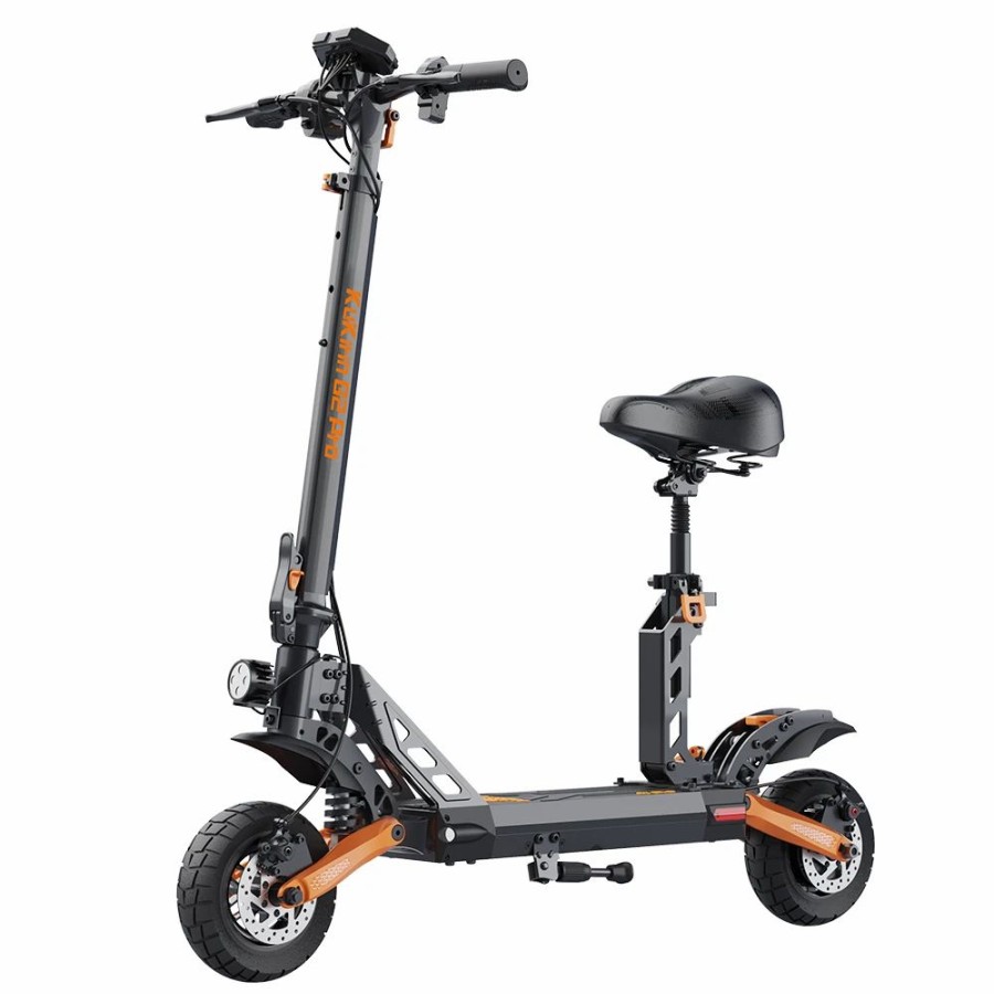 E-Bikes, Scooters & Wheels * | Kugookirin Kukirin G2 Pro Adventurers Dream Folding Electric Scooter 9 Inch Pneumatic Tire 600W Brushless Motor 48V 15Ah Battery Max Speed 45Km/H Max Range 55Km Hd Lcd Display Dual Disc Brake Led Light With Seat Black