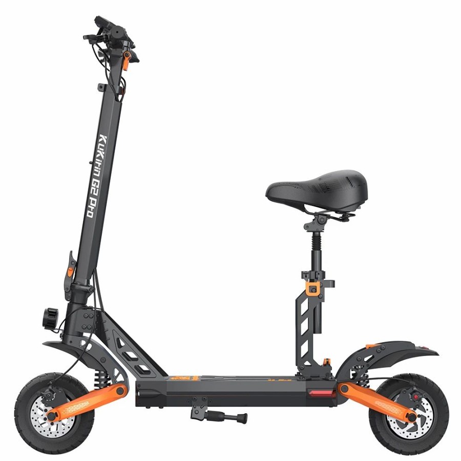 E-Bikes, Scooters & Wheels * | Kugookirin Kukirin G2 Pro Adventurers Dream Folding Electric Scooter 9 Inch Pneumatic Tire 600W Brushless Motor 48V 15Ah Battery Max Speed 45Km/H Max Range 55Km Hd Lcd Display Dual Disc Brake Led Light With Seat Black