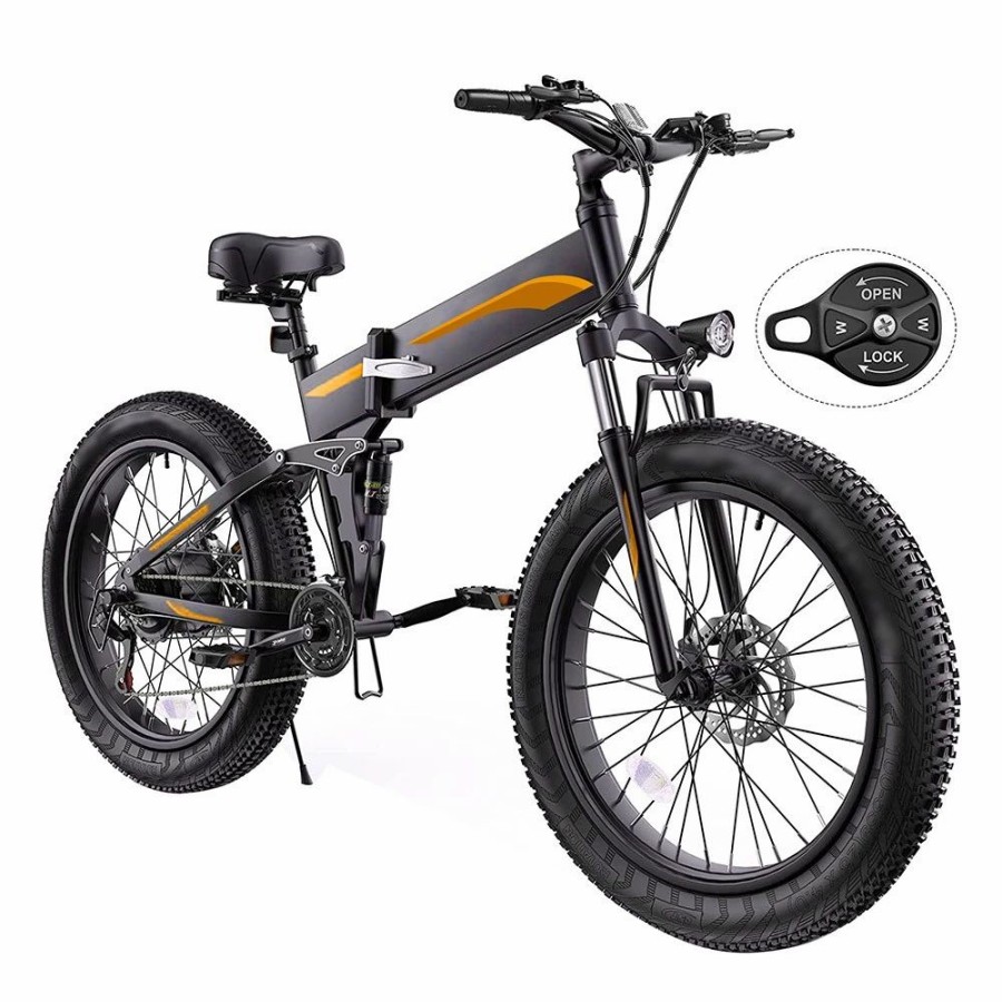 E-Bikes, Scooters & Wheels * | K5F Electric Bike 26*4.0 Inch Fat Tire, 500W Motor 35Km/H Max Speed, 48V 10Ah Battery, Disc Brake, 120Kg Load Black & Orange