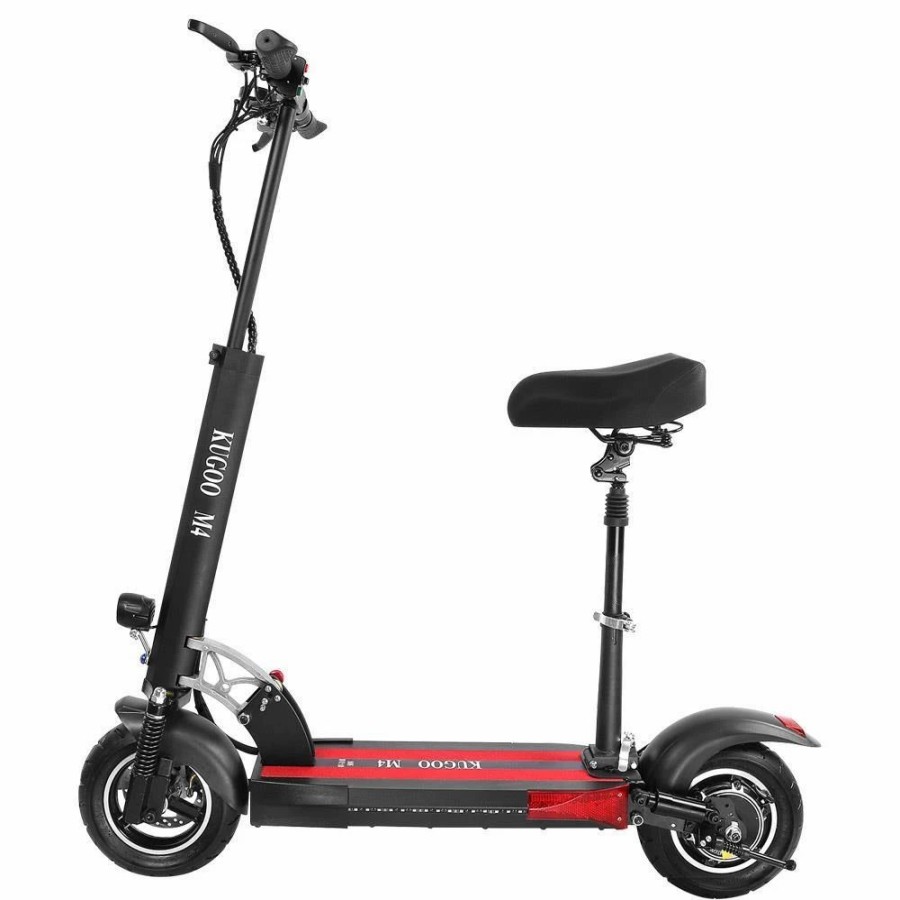 E-Bikes, Scooters & Wheels * | Kugookirin M4 Folding Electric Off Road Scooter 10 Inch Pneumatic Tires 500W Brushless 10Ah Battery Motor 3 Speed Modes Dual Disc Brake Max Speed 45Km/H Led Display 45Km Long Range With Seat Black