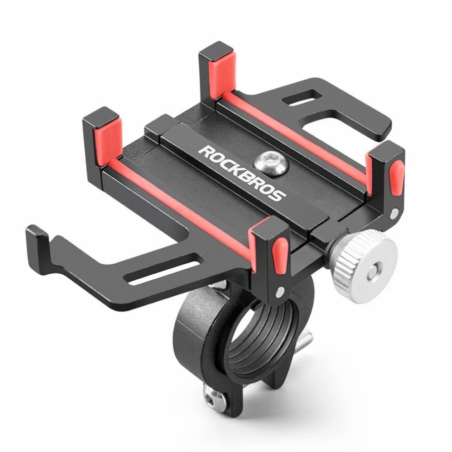 Cycling * | Rockbros Phone Holder For Motorcycle Electric Bike Alloy Bracket Five Claws Black & Red