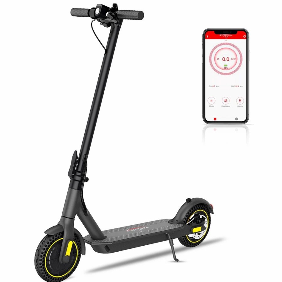 E-Bikes, Scooters & Wheels * | Happyrun Hr365 Max Folding Electric Scooter 10 Inch Honeycomb Tire 10.4Ah Battery 350W Brushless Motor 25Km/H Max Speed Up To 35Km Range Electronic + Disc Brake Black