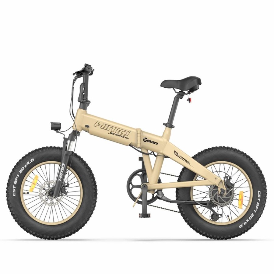 E-Bikes, Scooters & Wheels * | Himo Zb20 Max Global Version Folding Electric Mountain Bike 20 Wheels 4 Inch Fat Wide Tires 250W Motor Shimano 6 Speeds Derailleur 48V 10Ah Detachable Lithium Battery Dual Disc Brake Hydraulic Shock Folk Lcd Display Up To 80Km Khaki