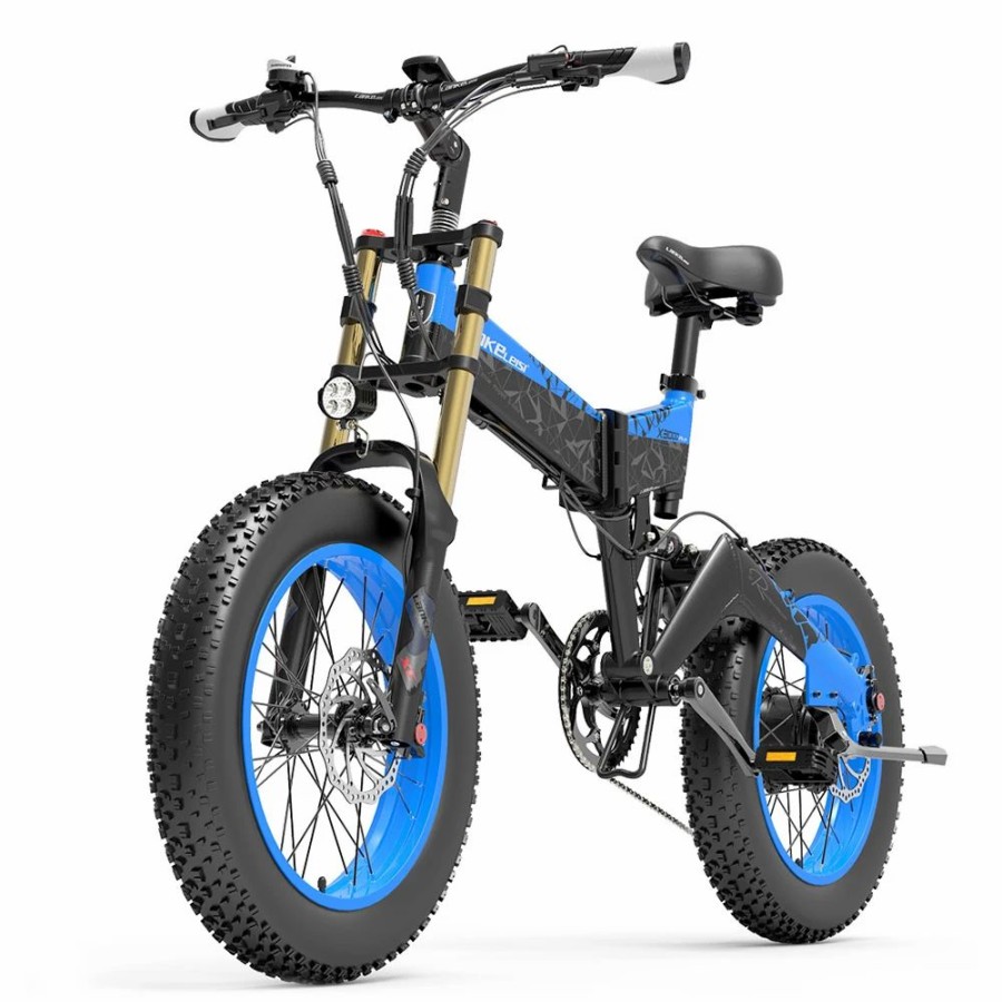 E-Bikes, Scooters & Wheels * | Lankeleisi X3000 Plus Folding Electric Mountain Bike Big Fork 20*4.0 Inch Fat Tires 48V 1000W Motor 17.5Ah Battery 43Km/H Max Speed Shimano 7-Speed Gear Ip54 Waterproof Black & Blue