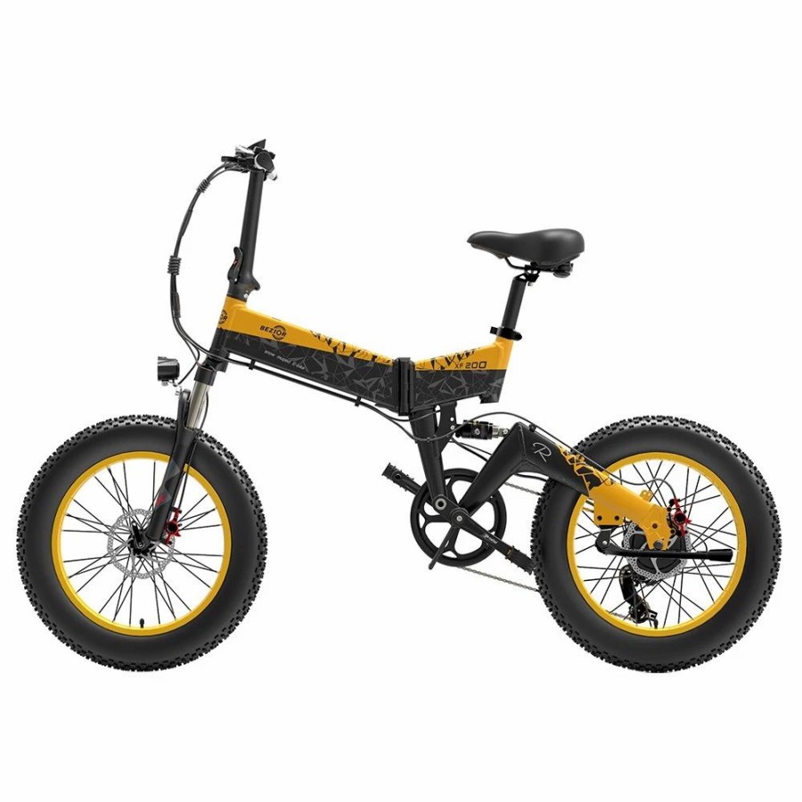 E-Bikes, Scooters & Wheels * | Bezior Xf200 Off-Road Electric Bike All Terrain Electric Bicycle 20 4" Fat Tire 48V 1000W Motor 40Km/H Max Speed 15Ah Battery Shimano 7-Speed Shifting System Black Yellow