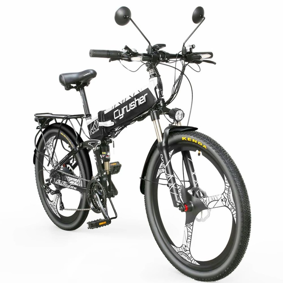 E-Bikes, Scooters & Wheels * | Cyrusher Xf770 Folding Electric Bike 500W 48V 10 Ah Hidden Battery 7 Speed Mountain E-Bike White