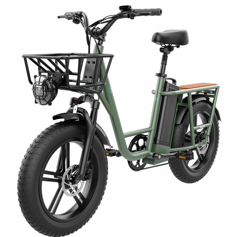 E-Bikes, Scooters & Wheels * | Fiido T1 Cargo Electric Bike 20*4.0 Inch Fat Tires 750W Power 50Km/H Max Speed 48V 20Ah Lithium Battery 150Km Range Shock Absorber Green