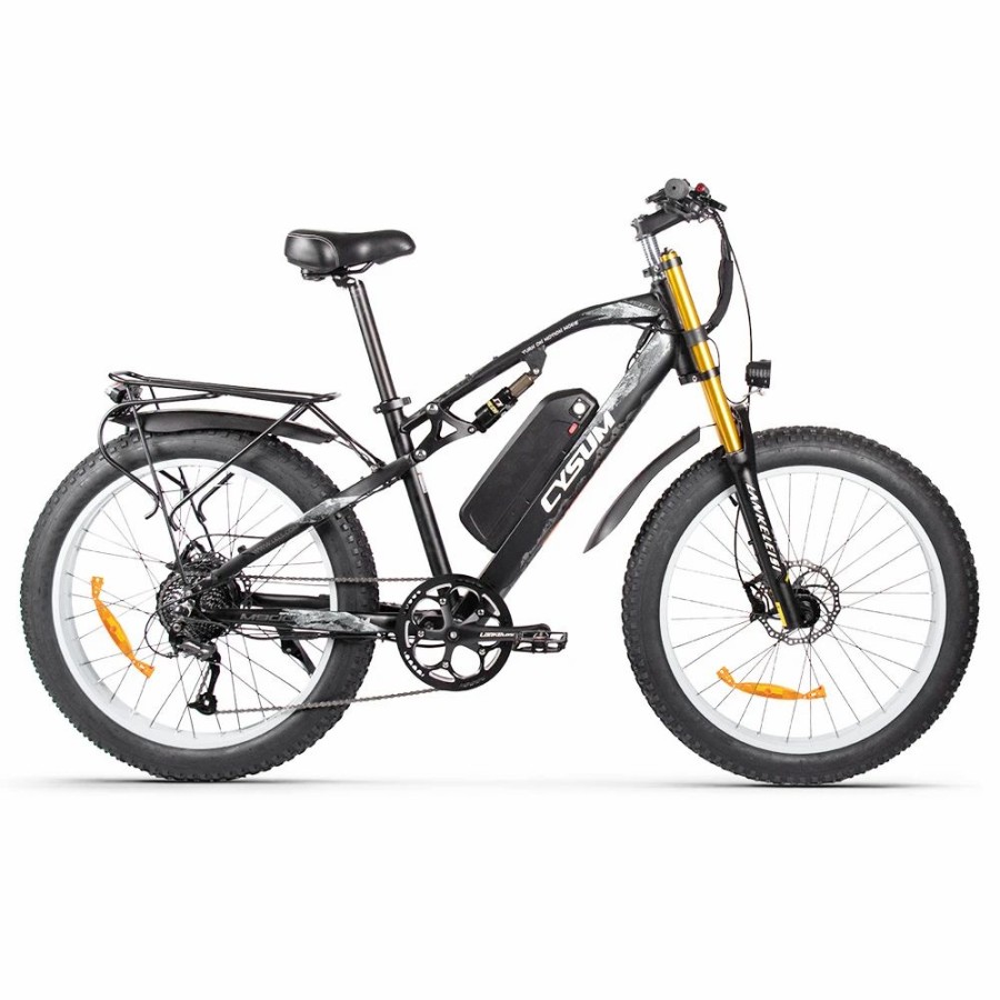 E-Bikes, Scooters & Wheels * | Cysum M900 Fat Tire Electric Bike 26*4.0 Inch Chaoyang Fat Tire 48V 1000W Brushless Gear Motor 40Km/H Max Speed 17Ah Removable Battery For 50-70 Range Black