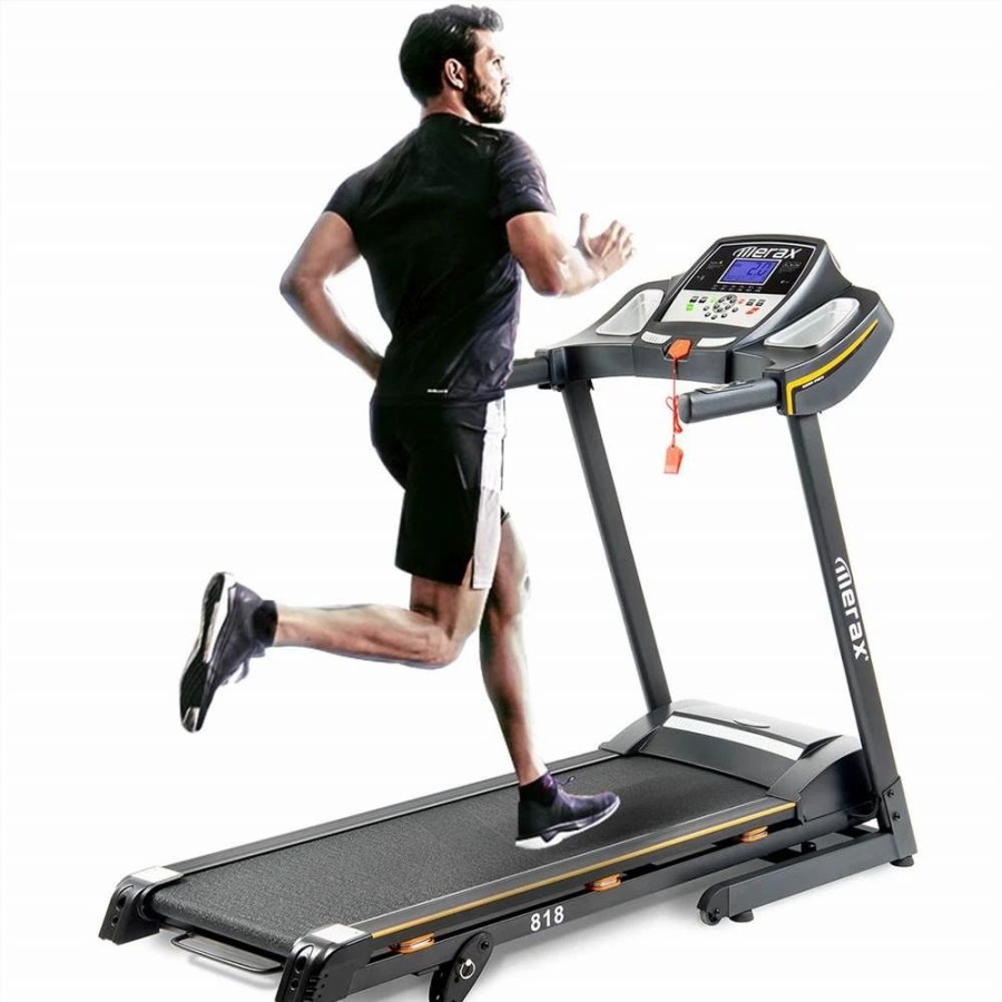 Exercise * | Merax Newest 2.25Hp Electric Folding Treadmill Motorized Running Machine With Cushion Adjustable Incline Level Large Display Black