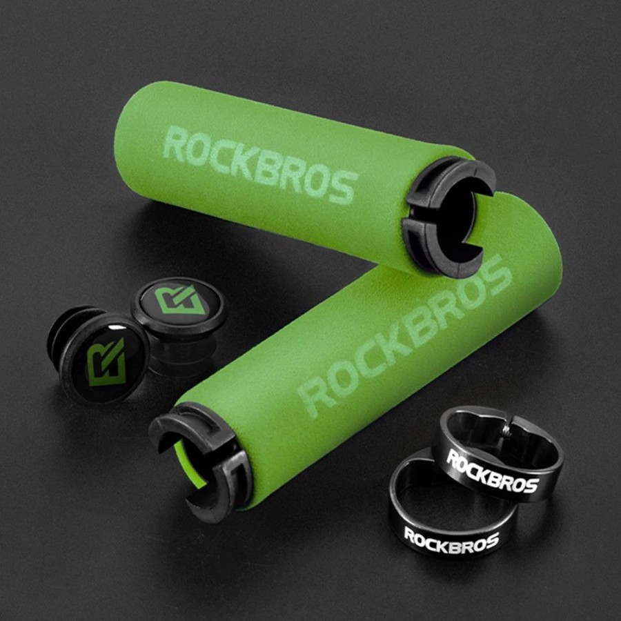 Cycling * | Rockbros Bicycle Grip Mtb Sponge Handlebar Grip Anti-Skid Shock-Absorbing Soft Bike Grip Ultralight Green