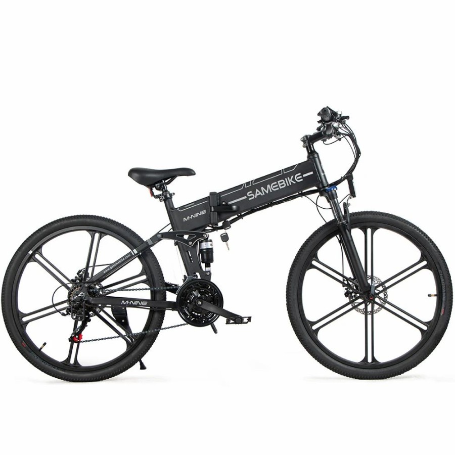 E-Bikes, Scooters & Wheels * | Samebike Lo26 Ii Smart Folding Electric Moped Bike 500W Motor 10Ah Battery Max 35Km/H Shimano 21 Gear Pure Electric Mode 35-40Km Max Range 26 Inch Magnesium Alloy Rim Wheel Black