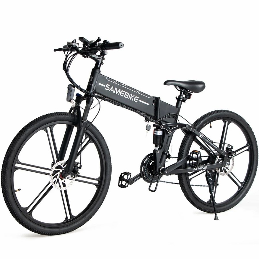 E-Bikes, Scooters & Wheels * | Samebike Lo26 Ii Smart Folding Electric Moped Bike 500W Motor 10Ah Battery Max 35Km/H Shimano 21 Gear Pure Electric Mode 35-40Km Max Range 26 Inch Magnesium Alloy Rim Wheel Black