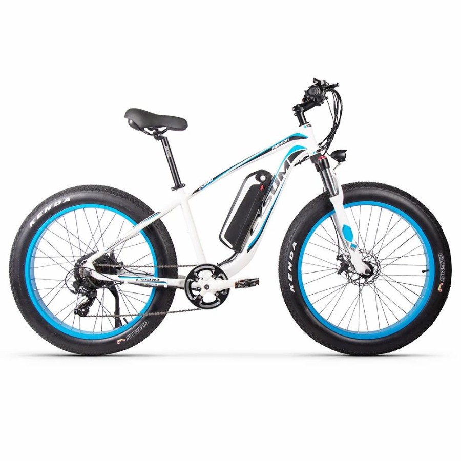 E-Bikes, Scooters & Wheels * | Cysum M980 Fat Tire Electric Bike 48V 1000W Brushless Motor 17Ah Removable Battery For 50-70 Range Black-Blue