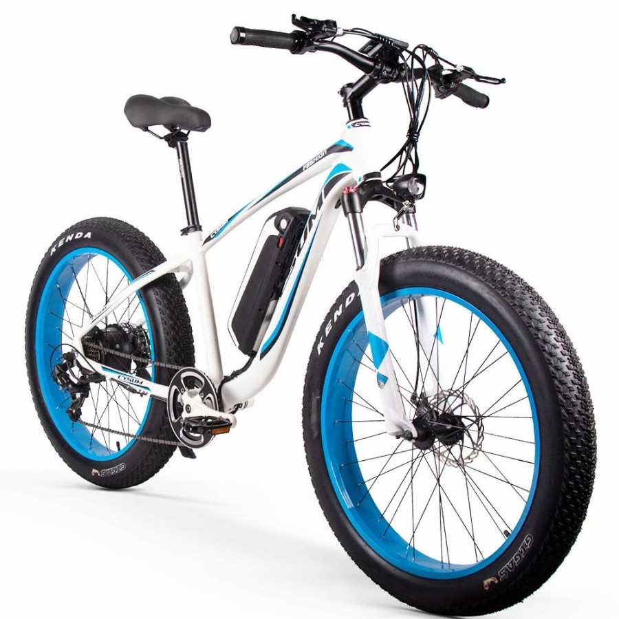 E-Bikes, Scooters & Wheels * | Cysum M980 Fat Tire Electric Bike 48V 1000W Brushless Motor 17Ah Removable Battery For 50-70 Range Black-Blue