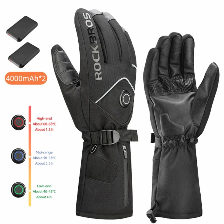 Cycling * | Rockbros S278 Heating Gloves For Cycling, Touchscreen Motorcycle Bicycle Breathable Waterproof Gloves Xl