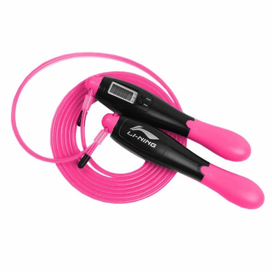 Exercise * | Li-Ning Counting Electronic Skipping Rope 2.8M Length Adjustable Hd Display Durable Wire Rope Double Button Abs Anti-Slip Handle Four Modes Pink