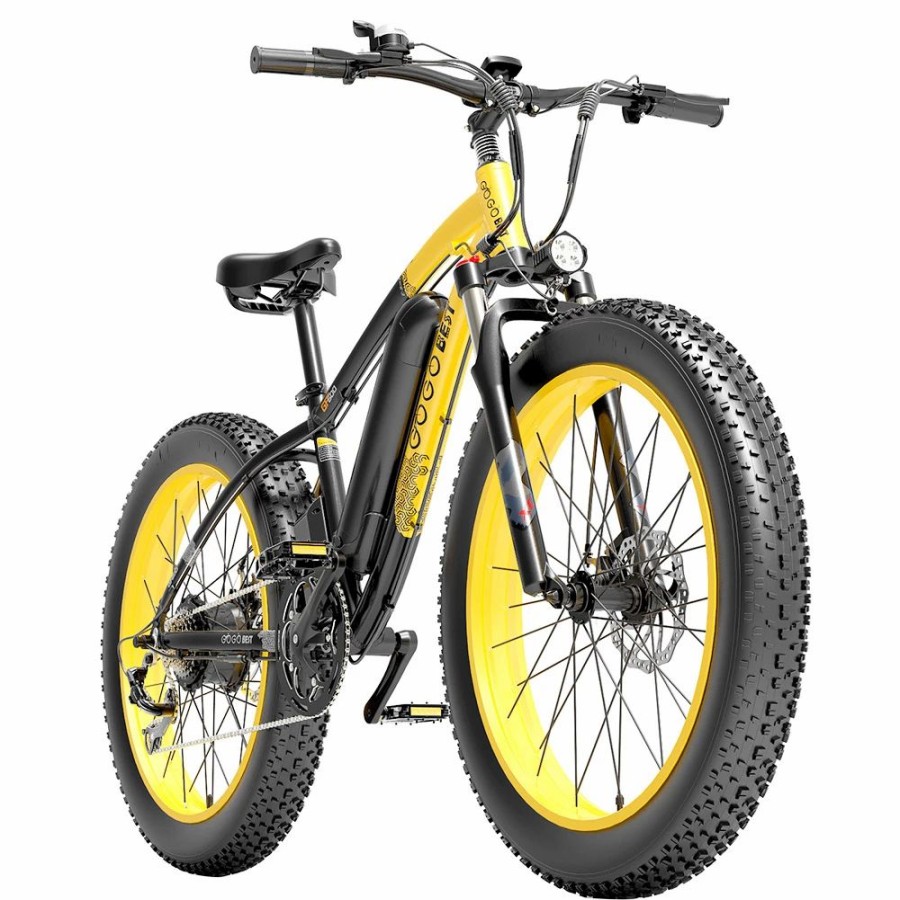 E-Bikes, Scooters & Wheels * | Gogobest Gf600 Electric Bike 48V 13Ah Battery 1000W Motor 26 4.0 Inch Fat Tire Max Speed 40Km/H 110Km Power-Assisted Mileage Range Lcd Display Ip54 Waterproof Aluminum Alloy Frame Shimano 7-Speed Shift Black Yellow