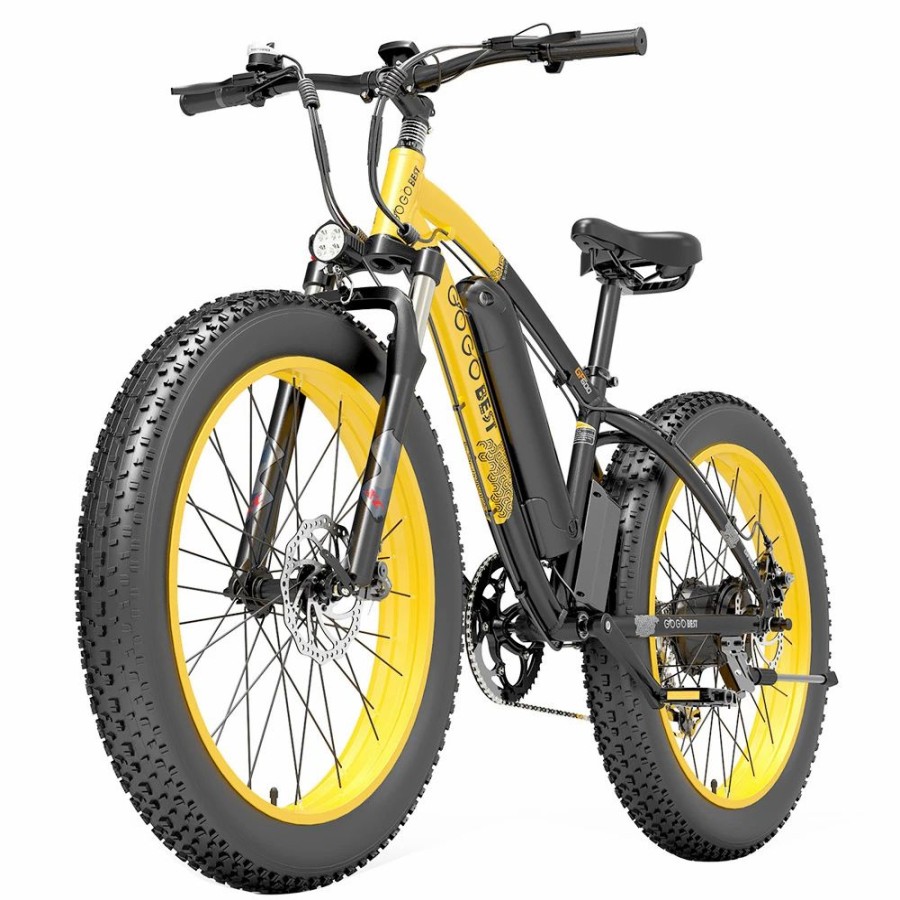 E-Bikes, Scooters & Wheels * | Gogobest Gf600 Electric Bike 48V 13Ah Battery 1000W Motor 26 4.0 Inch Fat Tire Max Speed 40Km/H 110Km Power-Assisted Mileage Range Lcd Display Ip54 Waterproof Aluminum Alloy Frame Shimano 7-Speed Shift Black Yellow