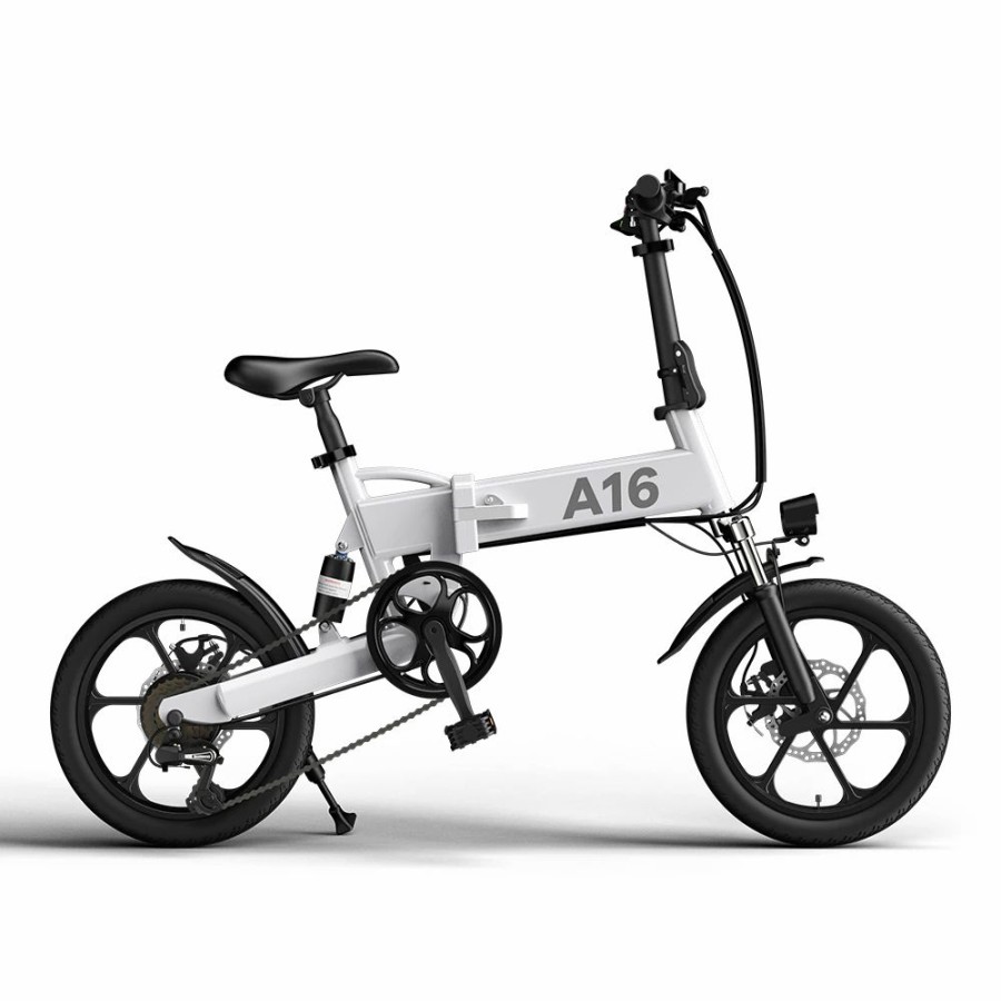 E-Bikes, Scooters & Wheels * | Ado A16 Electric Folding Bike 16 Inch City Bicycle 350W Hall Brushless Motor Shimano 7-Speed Rear Derailleur 36V 7.8Ah Removable Battery 35Km/H Max Speed Up To 35Km Max Range Ipx5 Double Shock-Absorption Aluminum Alloy Frame 16*1.95 Tires White