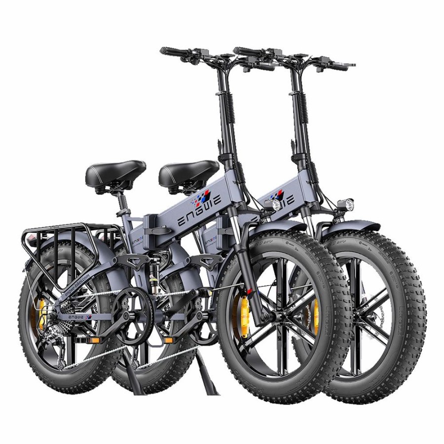 E-Bikes, Scooters & Wheels * | 2Pcs Engwe Engine Pro Folding Electric Bike 20*4.0 Inch Fat Tire 750W Brushless Motor 48V 16Ah Battery 45Km/H Max Speed Up To 120Km Range 8 Speed System Lcd Smart Display Hydraulic Disc Brakes Mountain Bicycle Gray