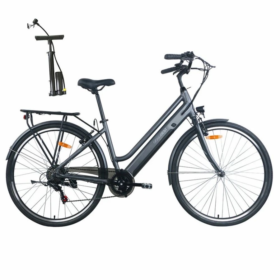 E-Bikes, Scooters & Wheels * | Gogobest Gm28 Electric Bike 36V 350W Motor 32Km/H Max Speed 10.4Ah Battery 60-80Km Range Shimano 7 Speed Gear 120Kg Load Grey