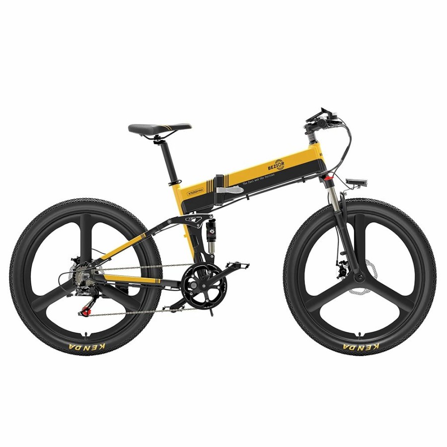 E-Bikes, Scooters & Wheels * | Bezior X500 Pro Folding Electric Bike Bicycle 26 Inch Tire 500W Motor Max Speed 30Km/H 48V 10.4Ah Battery Aluminum Alloy Frame Shimano 7-Speed Shift 100Km Power-Assisted Range Lcd Display Ip54 Waterproof Max Load 200Kg Black Yellow