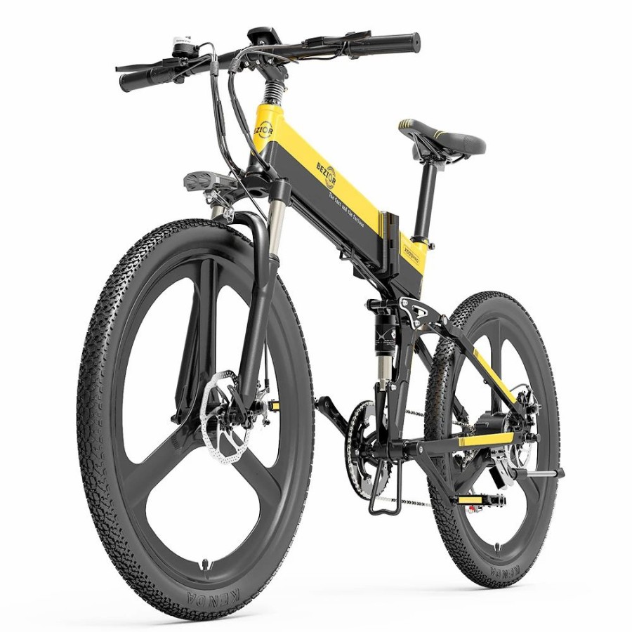 E-Bikes, Scooters & Wheels * | Bezior X500 Pro Folding Electric Bike Bicycle 26 Inch Tire 500W Motor Max Speed 30Km/H 48V 10.4Ah Battery Aluminum Alloy Frame Shimano 7-Speed Shift 100Km Power-Assisted Range Lcd Display Ip54 Waterproof Max Load 200Kg Black Yellow