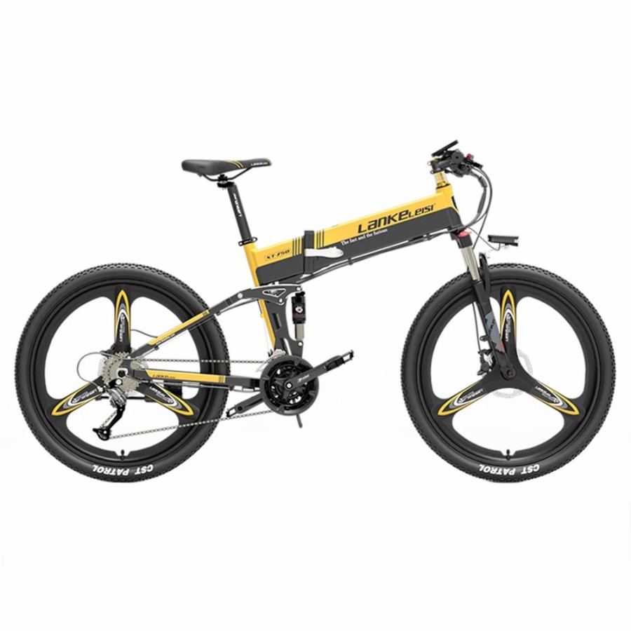 E-Bikes, Scooters & Wheels * | Lankeleisi Xt750 Electric Bike Sports Version 26*1.95 Inch Kenda Tire 500W Motor 35Km/H 48V 14.5Ah Battery 100Km Range Shimano 27 Speed Yellow