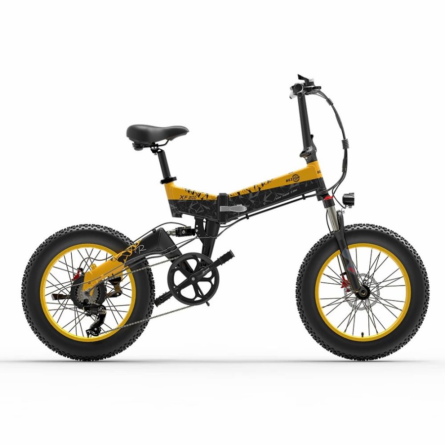 E-Bikes, Scooters & Wheels * | Bezior Xf200 Folding Electric Bike 48V 15Ah Battery 1000W Motor 20 4.0 Inch Fat Tire Aluminum Alloy Frame Shimano 7-Speed Shift Max Speed 40Km/H 130Km Power-Assisted Mileage Range Lcd Display Ip54 Waterproof Black Yellow