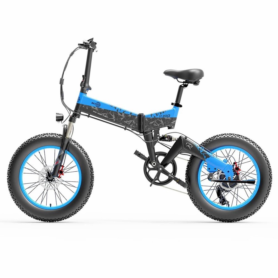 E-Bikes, Scooters & Wheels * | Bezior Xf200 Off-Road Electric Bike All Terrain Electric Bicycle 20 4" Fat Tire 48V 1000W Motor 40Km/H Max Speed 15Ah Battery Shimano 7-Speed Shifting System Black Blue