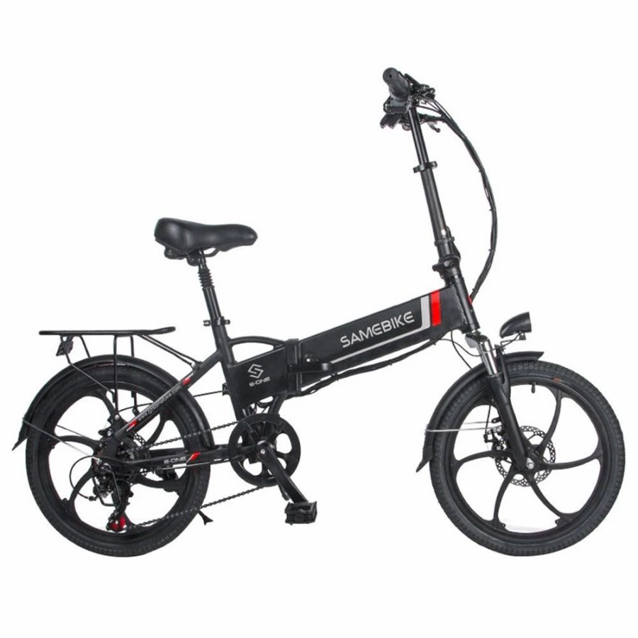 E-Bikes, Scooters & Wheels * | Samebike 20Lvxd30 20 Inch Portable Folding Electric Bike 10Ah Battery Shimano 7 Speed Smart Moped Bicycle 350W Motor Max 35Km/H Aluminum Alloy Led Front Light Adjustable Heights Black