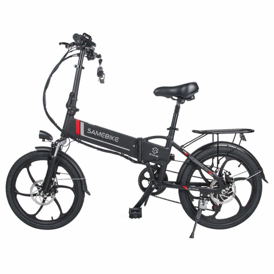 E-Bikes, Scooters & Wheels * | Samebike 20Lvxd30 20 Inch Portable Folding Electric Bike 10Ah Battery Shimano 7 Speed Smart Moped Bicycle 350W Motor Max 35Km/H Aluminum Alloy Led Front Light Adjustable Heights Black