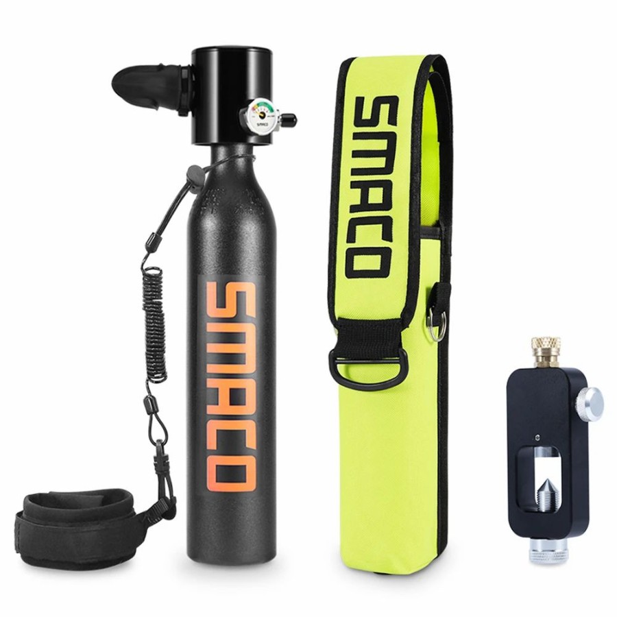 Exercise * | Smaco S300-A7 0.5L Mini Scuba Diving Tank 5-7 Minutes Using Time With Refill Adapter Black