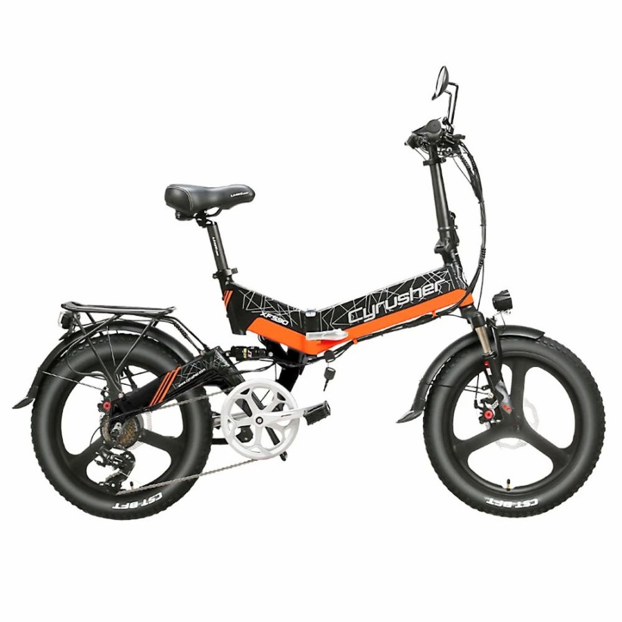 E-Bikes, Scooters & Wheels * | Cyrusher Xf590 Folding Electric Bike 500W 48V 10 Ah Battery 7 Speed City E-Bike Orange