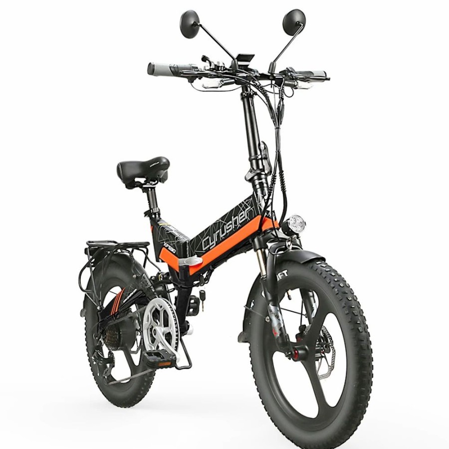 E-Bikes, Scooters & Wheels * | Cyrusher Xf590 Folding Electric Bike 500W 48V 10 Ah Battery 7 Speed City E-Bike Orange