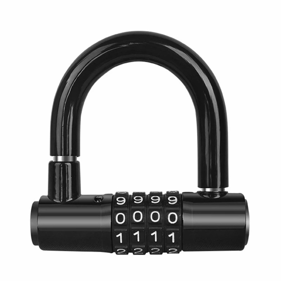 Cycling * | Bicycle U Lock 4-Digit Combination Password Lock Anti-Theft Heavy Duty Gym Locker For Bikes, Motorcycles, Scooters Black