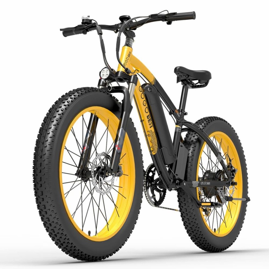 E-Bikes, Scooters & Wheels * | Gogobest Gf600 Electric Bike 48V 13Ah Battery 1000W Motor 26 4.0 Inch Fat Tire Aluminum Alloy Frame Shimano 7-Speed Shift Max Speed 40Km/H 110Km Power-Assisted Mileage Range Lcd Display Ip54 Waterproof Black Yellow