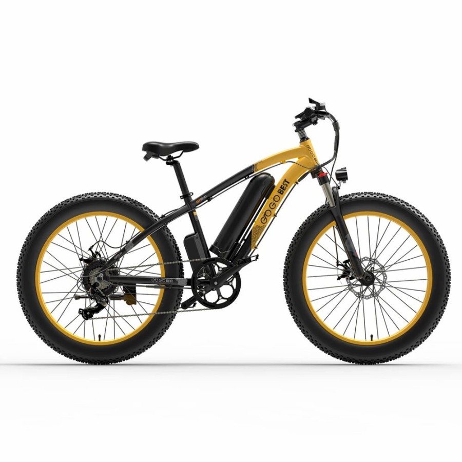 E-Bikes, Scooters & Wheels * | Gogobest Gf600 Electric Bike 48V 13Ah Battery 1000W Motor 26 4.0 Inch Fat Tire Aluminum Alloy Frame Shimano 7-Speed Shift Max Speed 40Km/H 110Km Power-Assisted Mileage Range Lcd Display Ip54 Waterproof Black Yellow