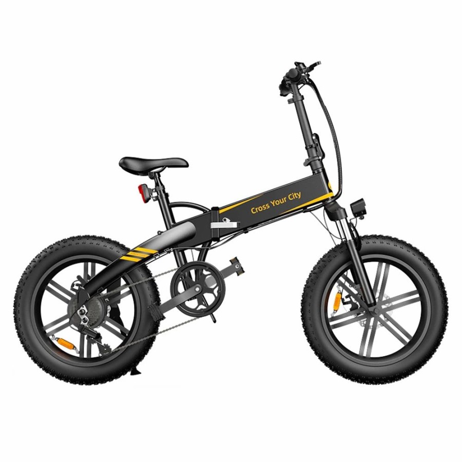 E-Bikes, Scooters & Wheels * | Ado A20F+ International Version Off-Road Electric Folding Bike 20*4.0 Inch 500W Brushless Dc Motor Shimano 7-Speed Rear Derailleur 36V 10.4Ah Removable Battery 25Km/H Max Speed Pure Power Up To 50Km Range Aluminum Alloy Frame Black