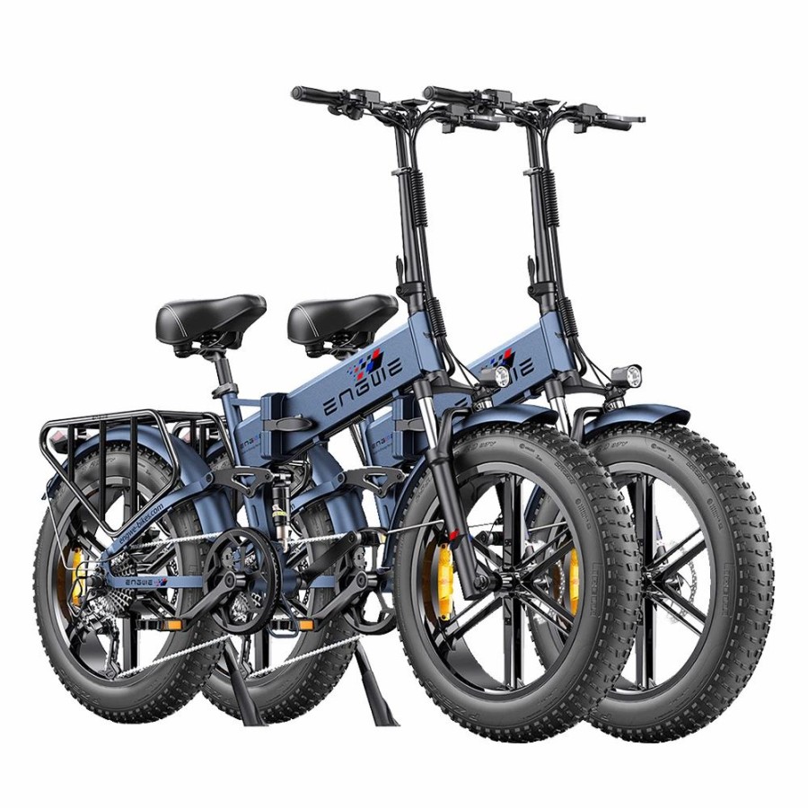 E-Bikes, Scooters & Wheels * | 2Pcs Engwe Engine Pro Folding Electric Bike 20*4.0 Inch Fat Tires 750W Brushless Motor 48V 16Ah Battery 45Km/H Max Speed Up To 120Km Range 8 Speed System Lcd Smart Display Hydraulic Disc Brakes Mountain Bicycles Blue