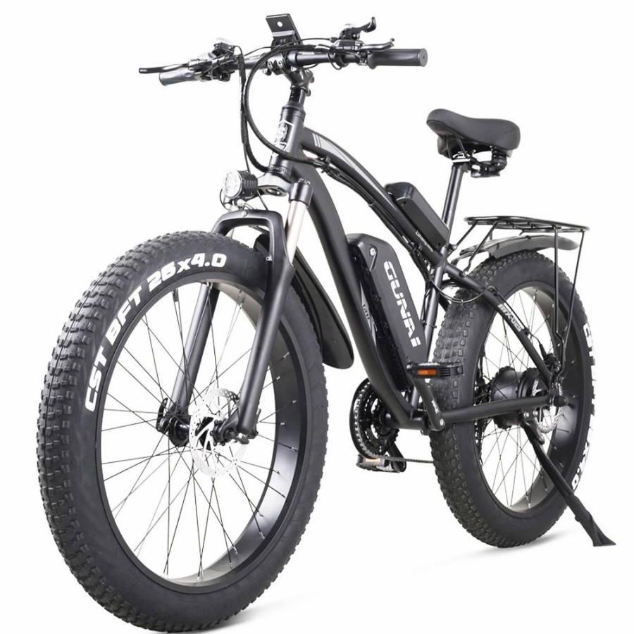 E-Bikes, Scooters & Wheels * | Gunai Mx02S Electric Bicycle 26*4.0 Inch Fat Tires 1000W 48V 17Ah 40Km/H Max Speed 40-50Km Mileage Range 150Kg Max Load Shimano 7 Speed Black